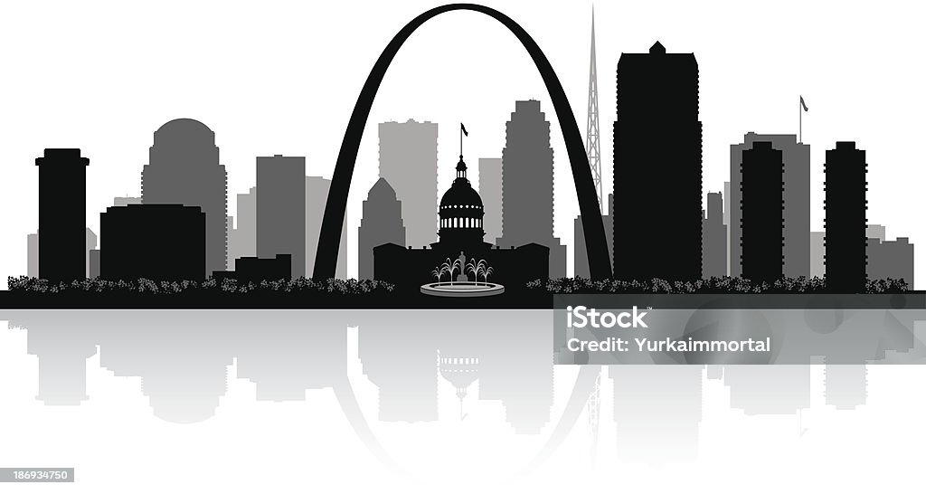 Vue sur la ville de Saint Louis, dans le Missouri, silhouette - clipart vectoriel de Saint Louis libre de droits