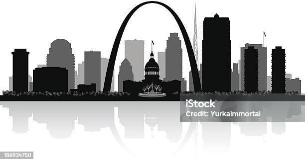 Saint Louis Missouri City Skyline Silhueta - Arte vetorial de stock e mais imagens de St Louis - St Louis, Horizonte Urbano, Vetor