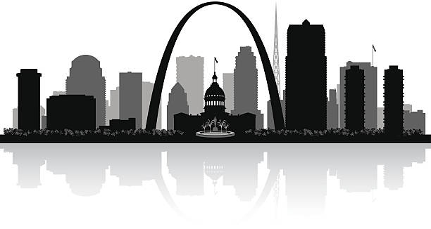 Silhouette of St. Louis city skyline in Missouri Saint Louis Missouri city skyline silhouette vector illustration st louis skyline stock illustrations