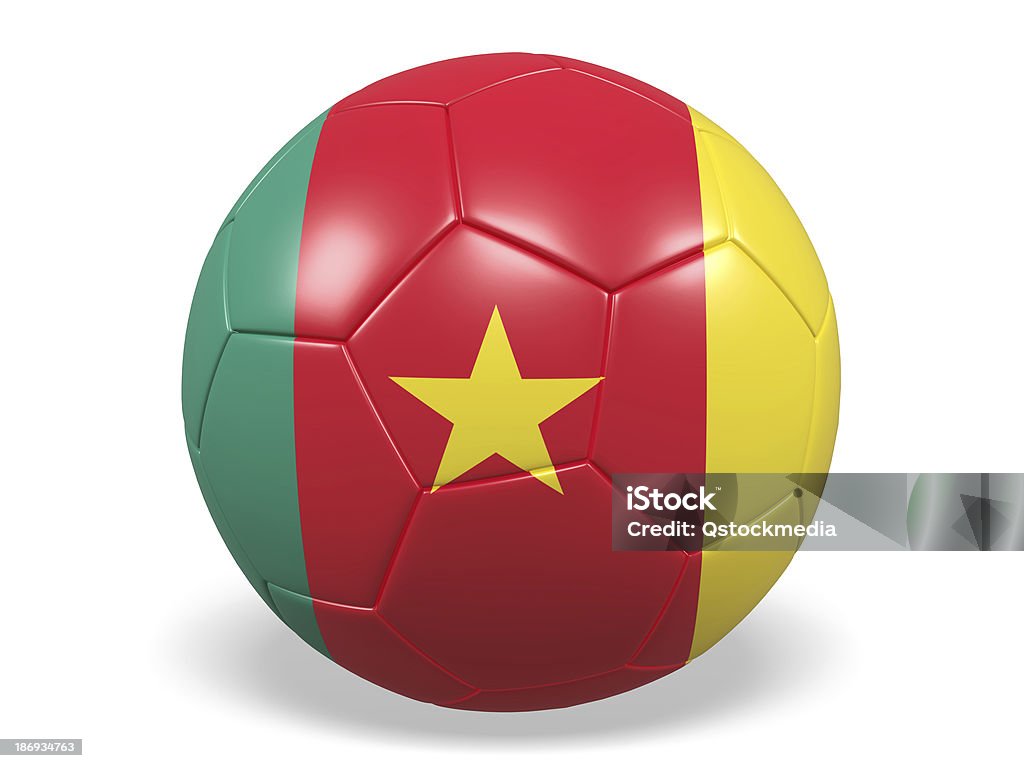 Pallone da calcio con Bandiera del Camerun. - Foto stock royalty-free di Bandiera