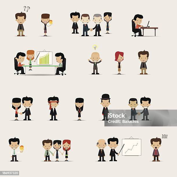 Group Cartoon Business People Stock Illustration - Download Image Now - Adult, Adults Only, Brown Hair