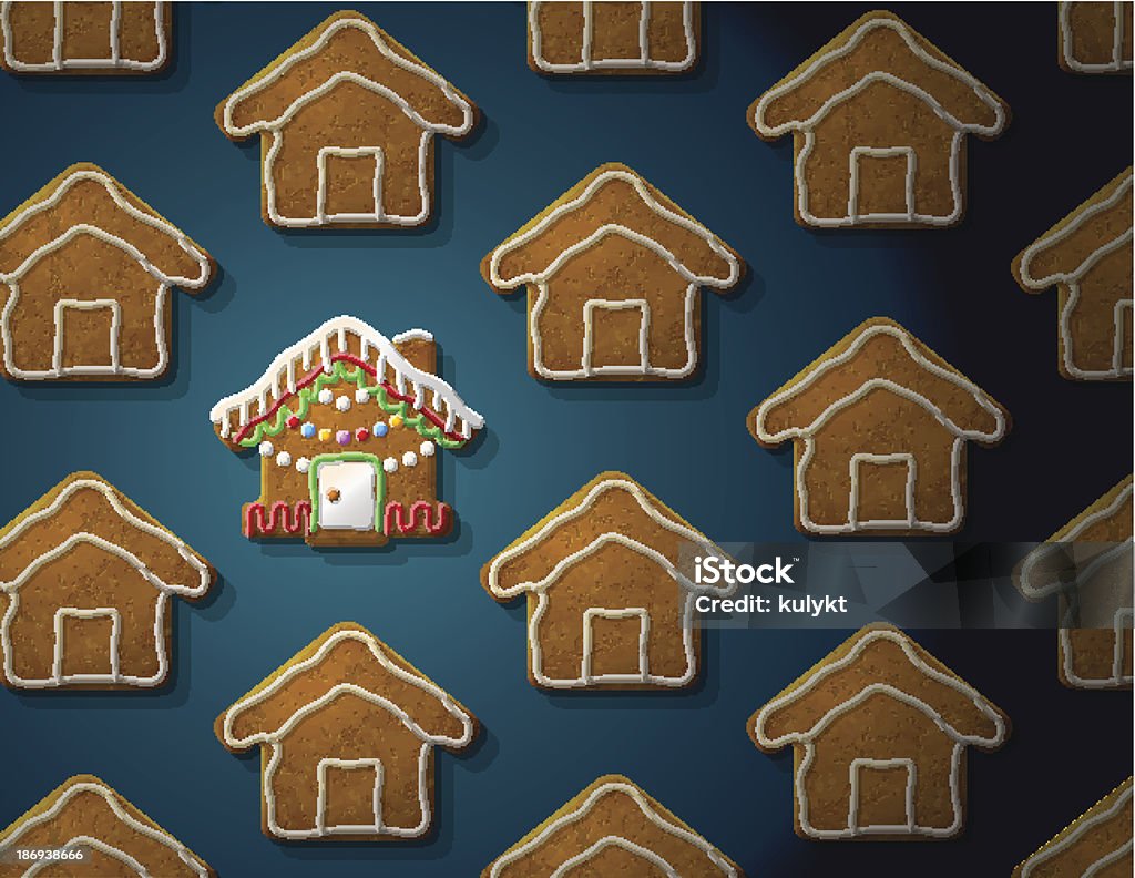 Gingerbreads em forma de Natal casa com Cobertura Glacé - Royalty-free Casa de Gengibre arte vetorial