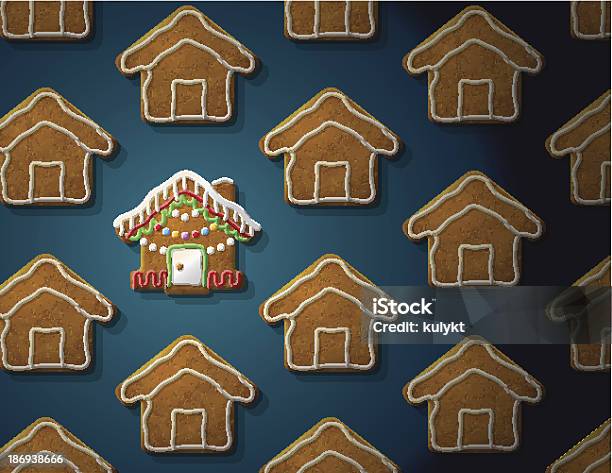 Gingerbreads Em Forma De Natal Casa Com Cobertura Glacé - Arte vetorial de stock e mais imagens de Casa de Gengibre