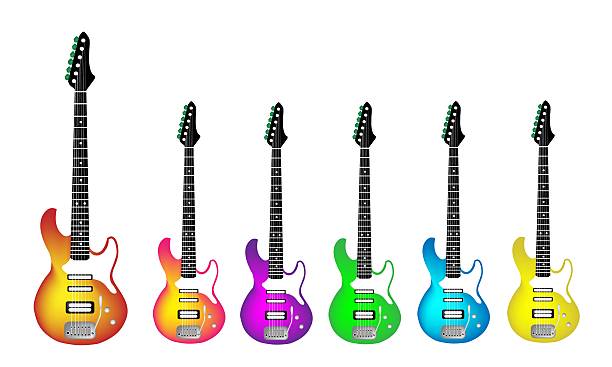 piękny heavy metal gitara elektryczna na białym tle - tabulature stock illustrations