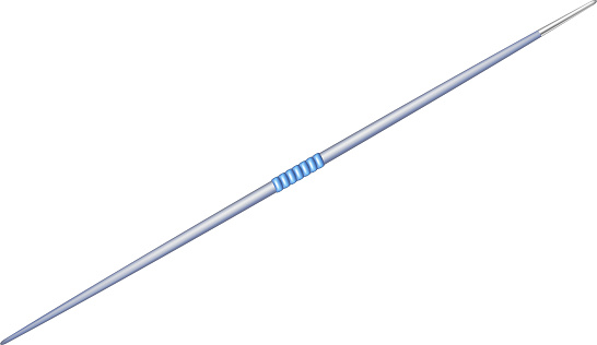 Javelin with metal tip on white background