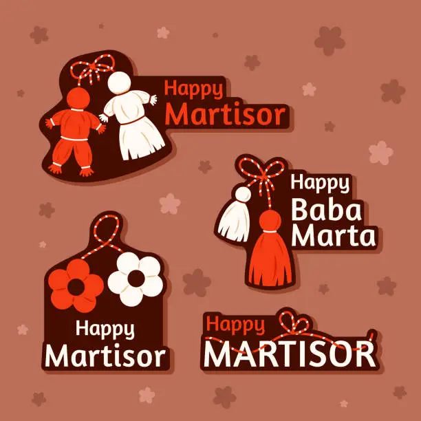 Vector illustration of Baba Marta Day Celebration Sticker