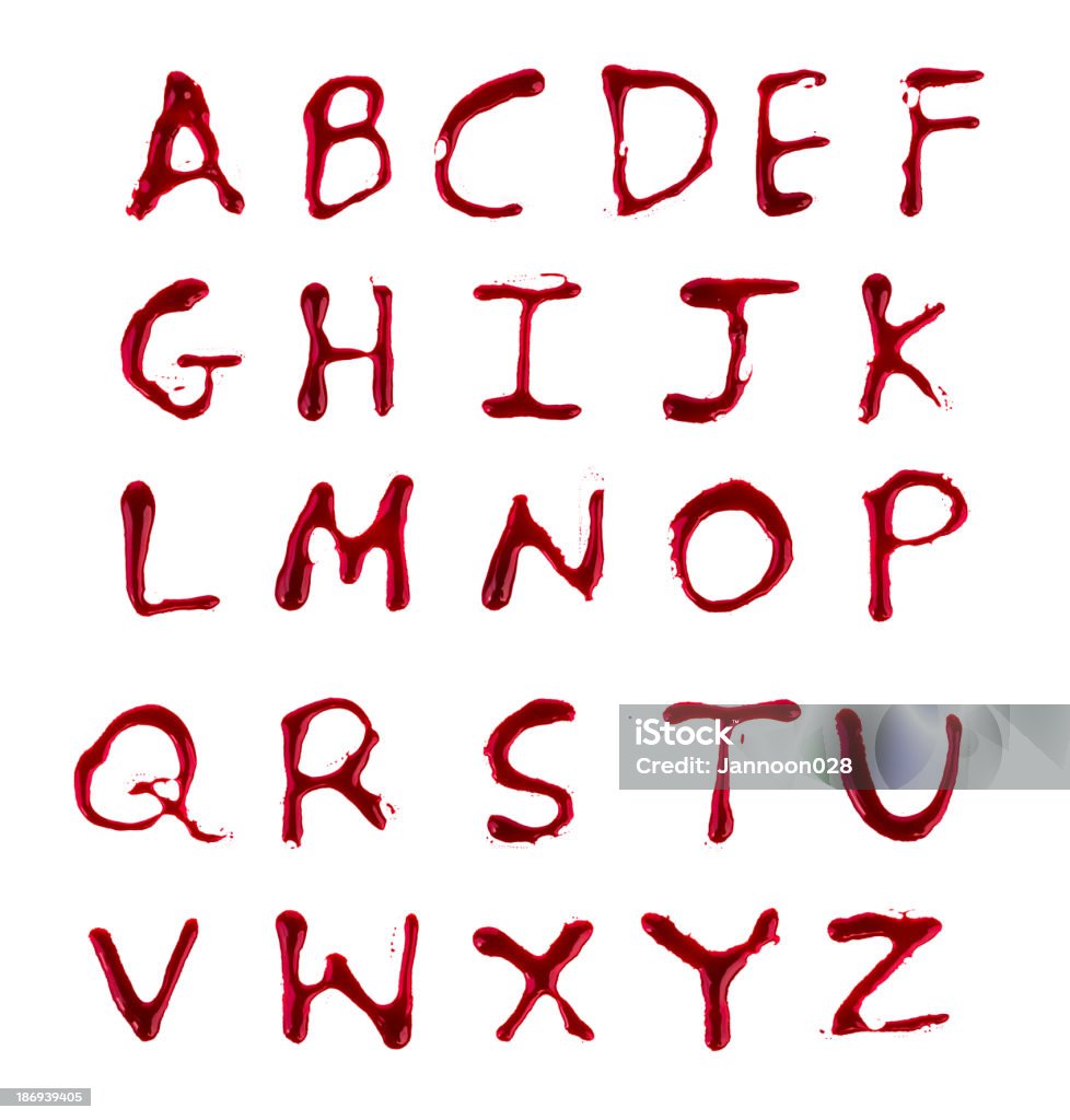 Letras A-Z gotejamento de sangue no fundo branco - Royalty-free Alfabeto Foto de stock