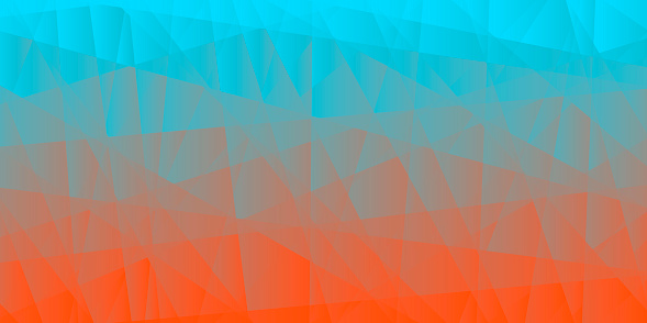 Modern and trendy abstract geometric background. Beautiful polygonal mosaic with a color gradient. This illustration can be used for your design, with space for your text (colors used: Blue, Pink, Orange, Red). Vector Illustration (EPS10, well layered and grouped), wide format (2:1). Easy to edit, manipulate, resize or colorize.