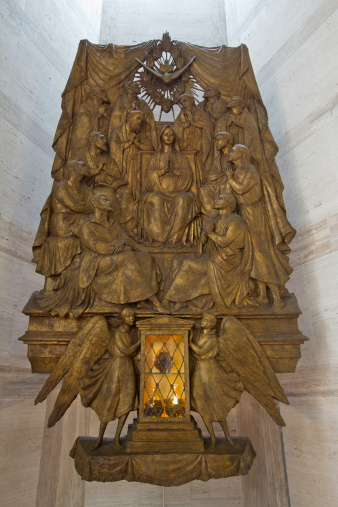 Roman Catholic Mary Assumption with Apostles Sculpture inside St Marys Cathedral