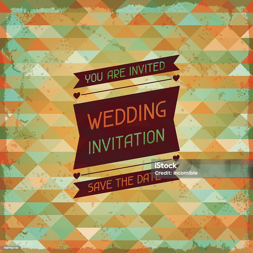 Hochzeit Einladung Karte im retro-Stil. - Lizenzfrei Abzeichen Vektorgrafik
