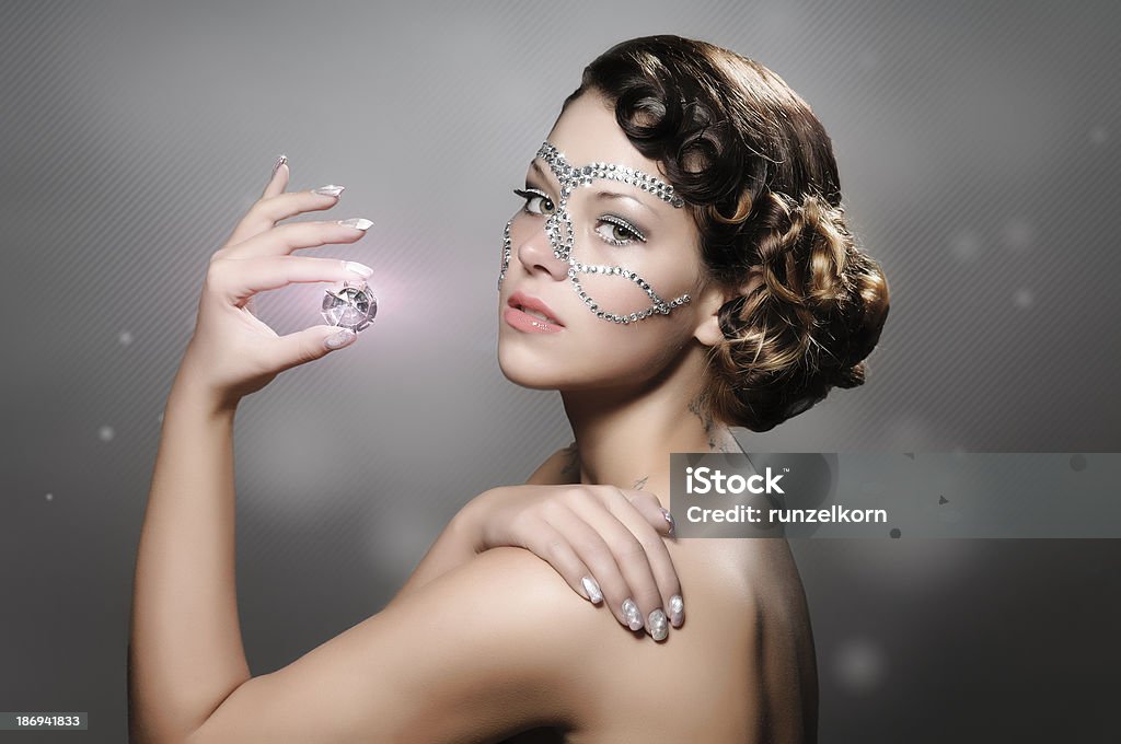 Chica con maquillaje de diamante - Foto de stock de Bling Bling - refrán en inglés libre de derechos