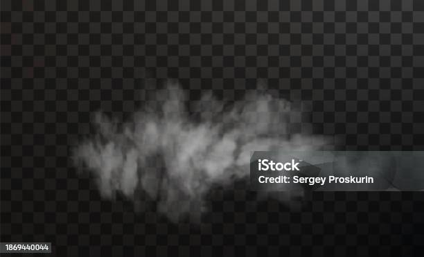 White Smoke Puff Isolated On Transparent Black Background Steam