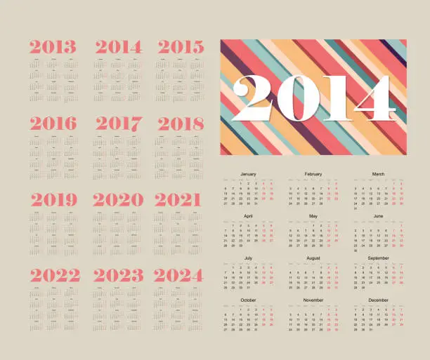 Vector illustration of pastel calendar 2014