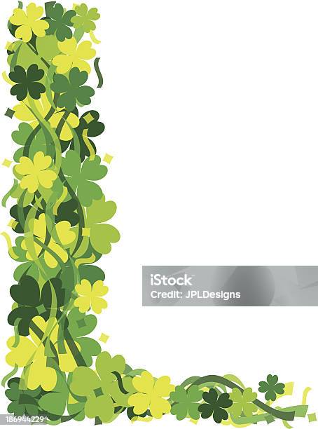 Four Leaf Clover With Ribbons Border Vector Illustration Stock Illustration - Download Image Now