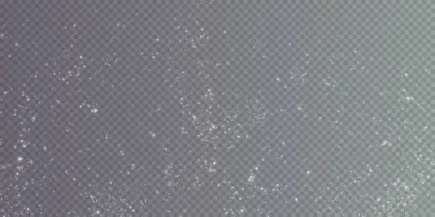 Vector illustration of Christmas background. Powder dust light . Magic shining white dust. Fine, shiny dust bokeh particles fall off slightly. Fantastic shimmer effect. Vector illustrator.