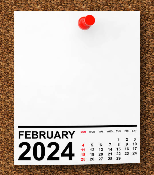 istock Calendar February 2024 on Blank Note Paper. 3d Rendering 1869444238