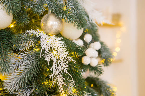 istock Vintage handmade Christmas tree toy hanging on a Christmas tree. 1869448969