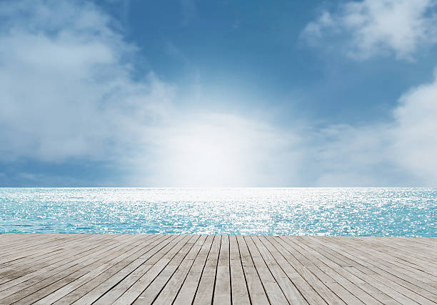 istock Wood Floor With Ocean View 186946179