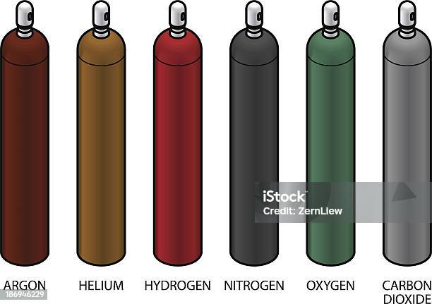 Cilindros De Gás - Arte vetorial de stock e mais imagens de Argónio - Argónio, Aço, Balão de Hélio