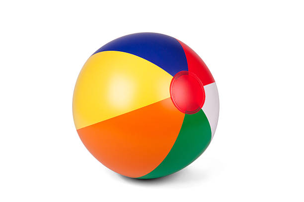 farbige aufblasbaren strandball - beach ball toy inflatable red stock-fotos und bilder