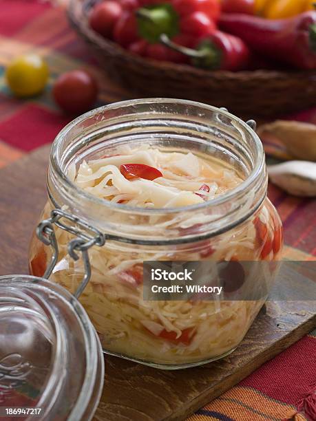 Marinated Cabbage Stock Photo - Download Image Now - Cabbage, Can, Canned Food