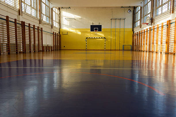 School sport training hall stock photo