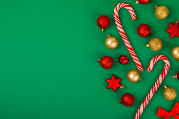 istock Christmas candy. Christmas composition with gifts, Christmas tree decorations on  background. Concept for Christmas and New Year holidays. Winter. Flat lei, top view, copy space. 1869503124