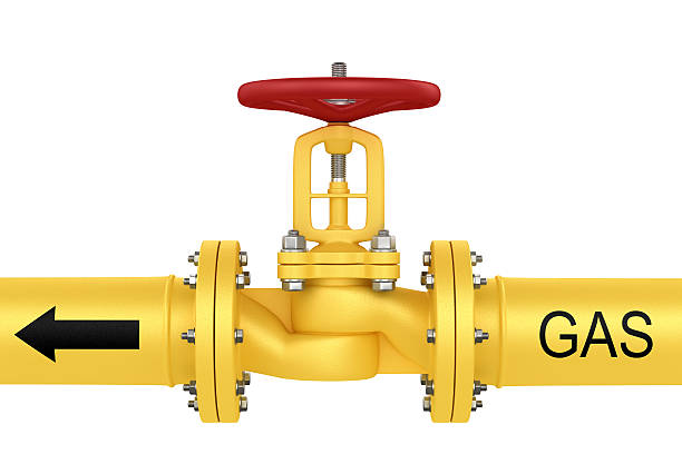 válvula no pipeline de gás - pipeline pipe valve three dimensional shape imagens e fotografias de stock