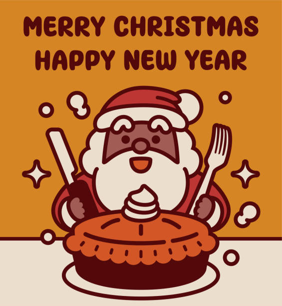 Adorable black Santa Claus with a knife and a fork in his hand is ready to eat a pumpkin or apple pie, I wish you a Merry Christmas and a Happy New Year Cute Christmas Characters Vector Art Illustration.
Adorable black Santa Claus with a knife and a fork in his hand is ready to eat a pumpkin or apple pie, I wish you a Merry Christmas and a Happy New Year. apple pie cheese stock illustrations