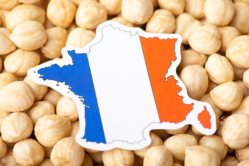Import or export of nuts, trade between France and other countries of hazelnuts