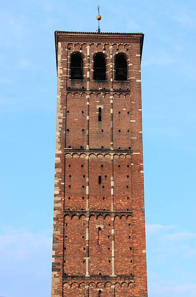 Romanic tower of Saint Ambrogio cathedral in Milan, Italy