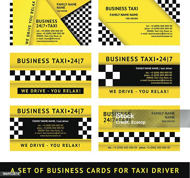 Визитная Карточка Таксидесятой Набор — стоковая векторная графика и другие изображения на тему Автомобиль - Автомобиль, Бумага, Векторная графика