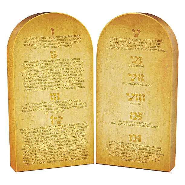 Illustration of the tablets. The ten commandments