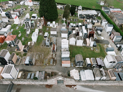 A christian cemetery in Spain as seen from above