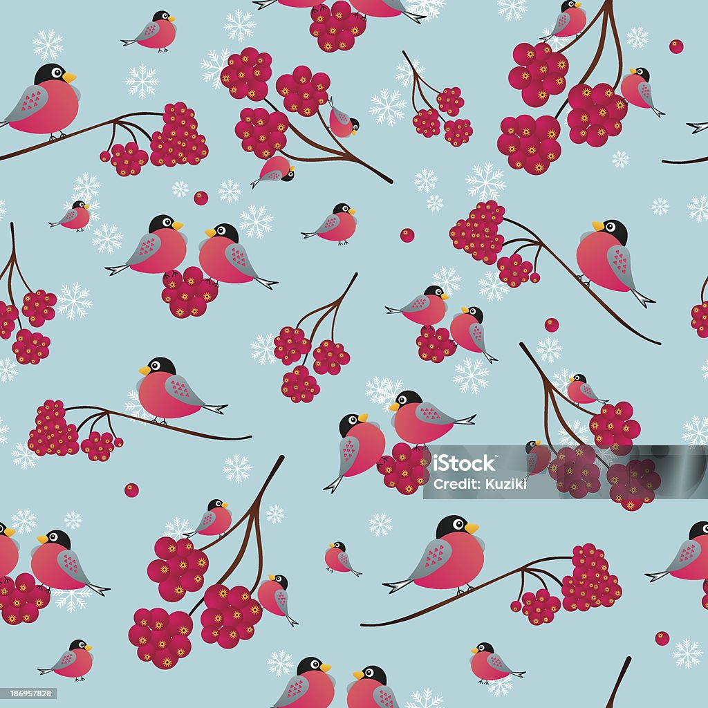 Bullfinch パターン - 冬のロイヤリティフリーベクトルアート