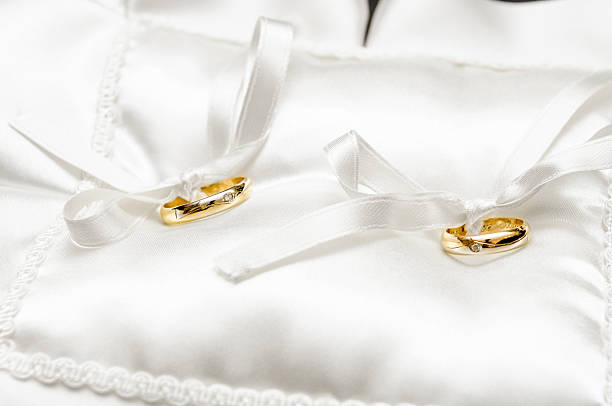 Gold wedding rings stock photo