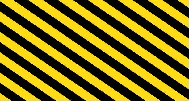 Vector illustration of Yellow and black warning diagonal striped background. Vector.