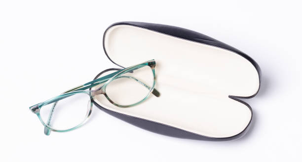 istock Pair of classics eyeglasses in case isolated on white 1869598507