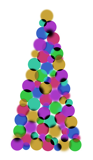 Christmas tree in colorful abstract version made of balls, isolated