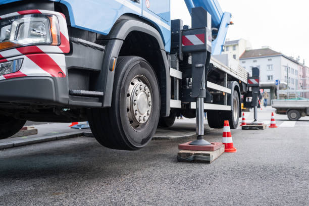 istock Truck crane metal support 1869612012