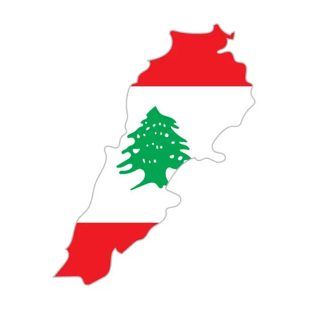 Vector illustration of Lebanon flag map icon. Vector.