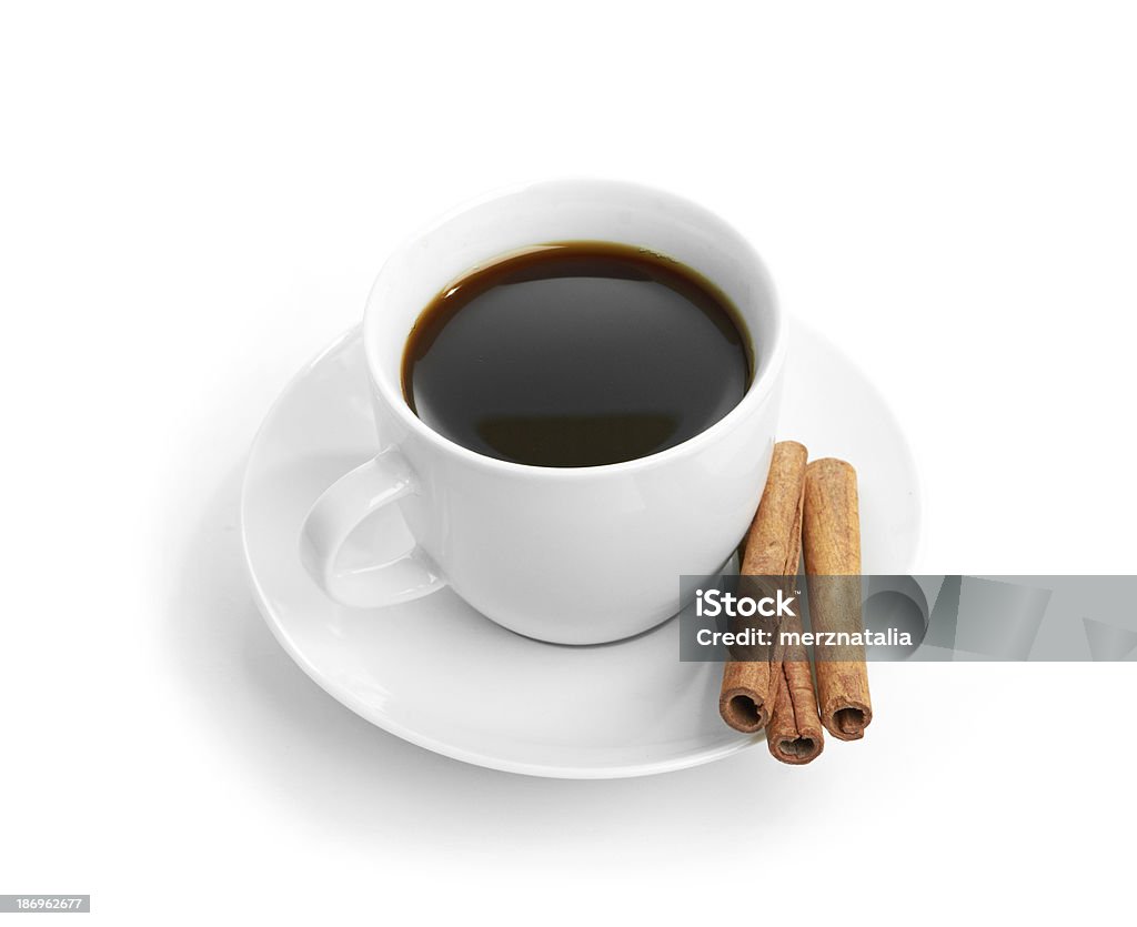 Xícara de café com Canela isolado em fundo branco - Royalty-free Aditivo alimentar Foto de stock