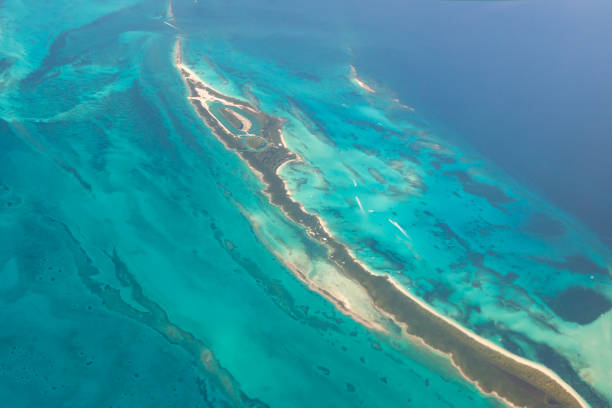 Arial view of the Bahamian Archipelago in daytime
