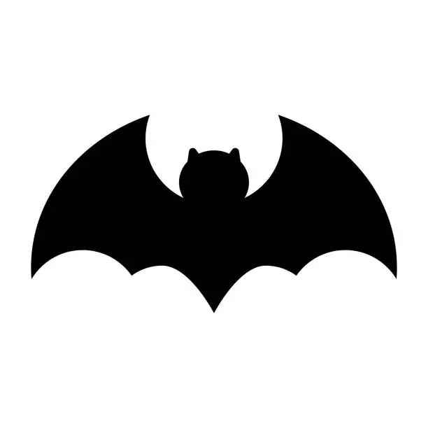 Vector illustration of Cute bat silhouette icon. Vector.