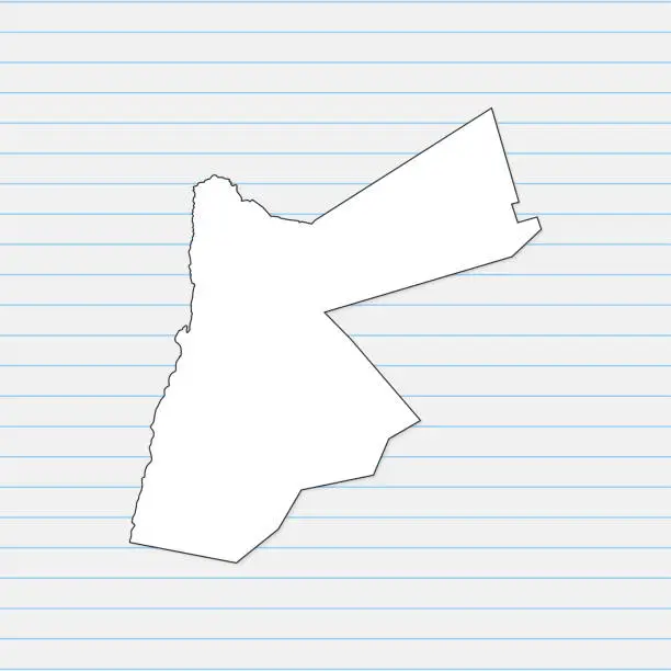 Vector illustration of Jordan map of vector white color hand drawn on a piece of school notebook background. Vector Illustration EPS10