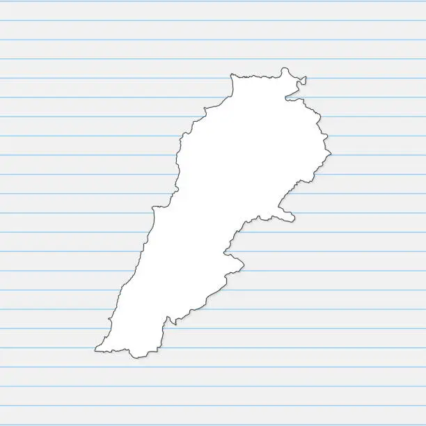 Vector illustration of Lebanon map of vector white color hand drawn on a piece of school notebook background. Vector Illustration EPS10
