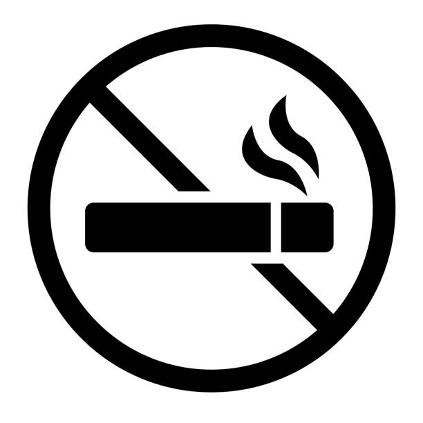 No smoking silhouette icon. Smoking prohibited sign. Vector. No smoking silhouette icon. Smoking prohibited sign. Editable vector. chewing tobacco stock illustrations