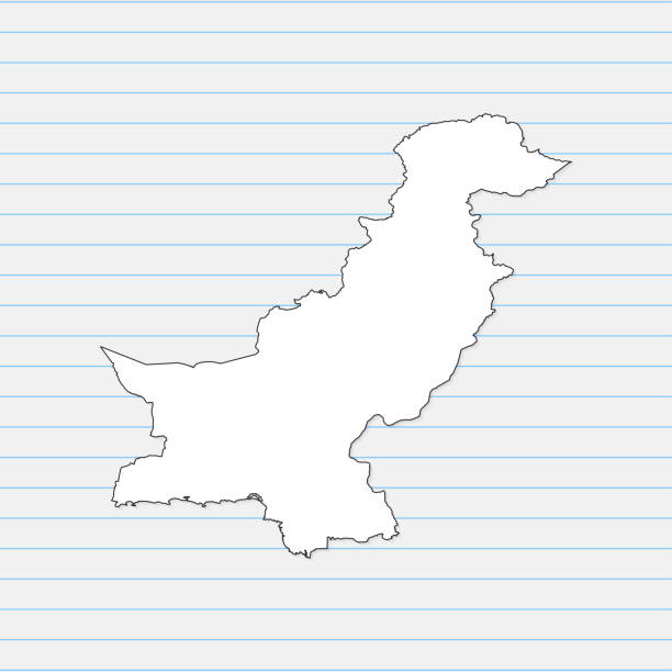 ilustrações de stock, clip art, desenhos animados e ícones de pakistan map of vector white color hand drawn on a piece of school notebook background. vector illustration eps10 - bandeira do paquistão