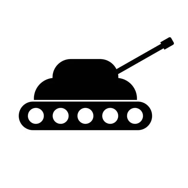Vector illustration of Tank silhouette icon. Military weapon. Vector.