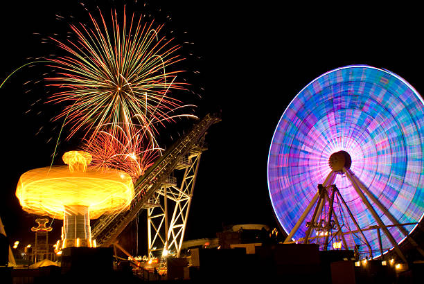 istock Amusemant Pier in Wildwood, New Jersey with Colorful Firework Explosions 186963731